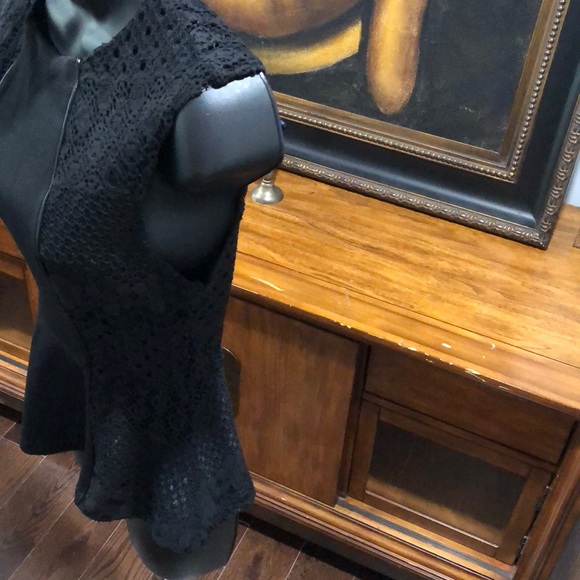 PEPLUM LACE AND FAUX LEATHER TRIM TOP - Picture 3 of 8